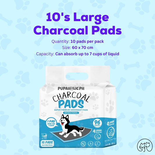 1 Pupaholic PH NEW and IMPROVED Charcoal Pads Dog Training Pee Pads 10pcs -Large 60cm x 70cm - Good for 20 days use